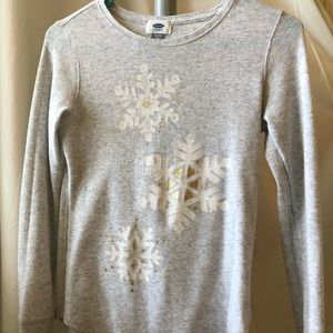 Girls Grey Snowflake Tee